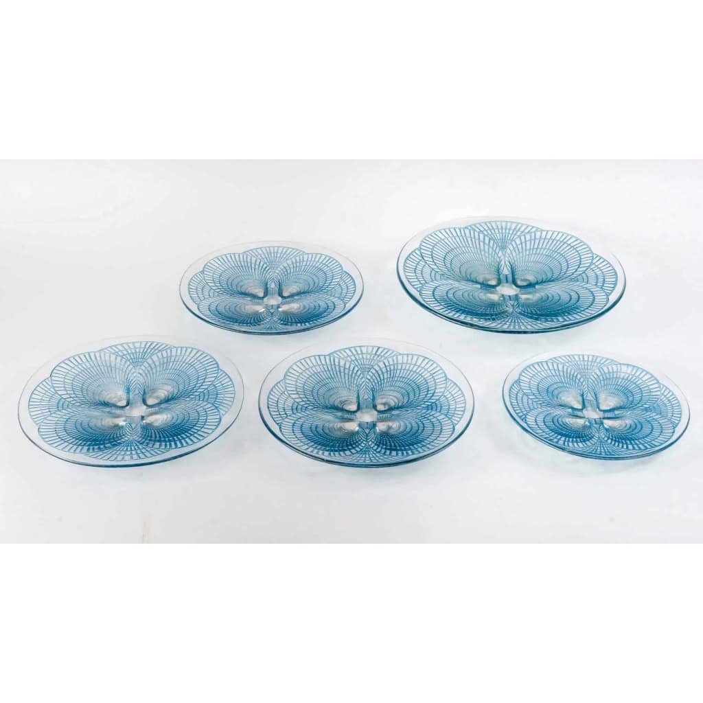 Service « Coquilles » verre blanc patiné bleu – 6 Pièces | Biron Service "Coquilles" verre blanc patiné bleu - 6 Pièces