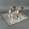 Service Thé Café « Gourmette » métal argenté martelé et palissandre de Jean DESPRES | Biron |||||||||||||||||