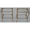 1950/70′ Paire de Tables en Bronze Doré à 2 Niveaux Maison Baguès Plateaux Miroirs Vieillis Oxydés
