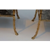 1950/70′ Paire de Tables en Bronze Doré à 2 Niveaux Maison Baguès Plateaux Miroirs Vieillis Oxydés