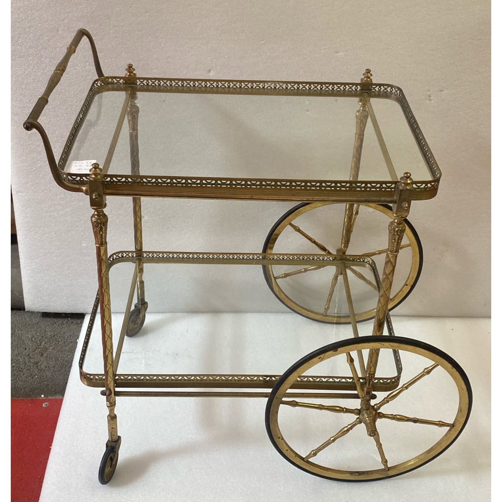 1950/70 Desserte Roulante Maison Jansen En Laiton Et Bronze Doré | Biron |||||||||||||