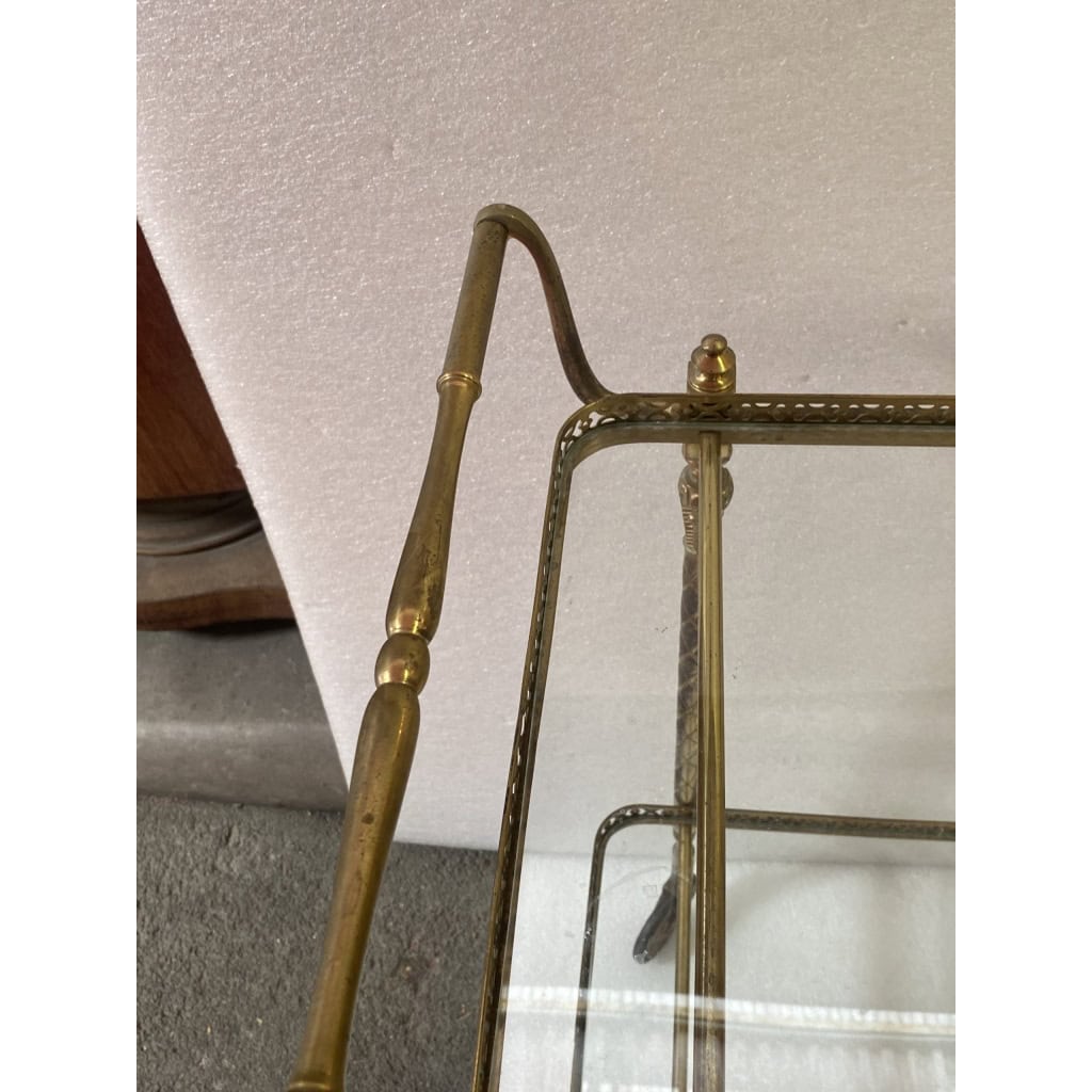 1950/70 Desserte Roulante Maison Jansen En Laiton Et Bronze Doré | Biron 1950/70 Desserte Roulante Maison Jansen En Laiton Et Bronze Doré