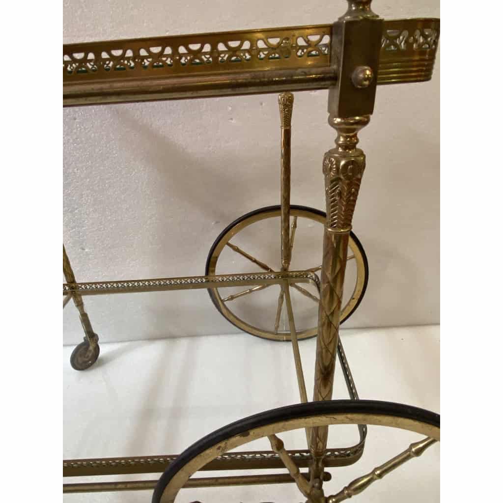1950/70 Desserte Roulante Maison Jansen En Laiton Et Bronze Doré | Biron 1950/70 Desserte Roulante Maison Jansen En Laiton Et Bronze Doré