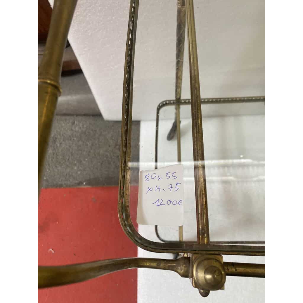 1950/70 Desserte Roulante Maison Jansen En Laiton Et Bronze Doré | Biron 1950/70 Desserte Roulante Maison Jansen En Laiton Et Bronze Doré