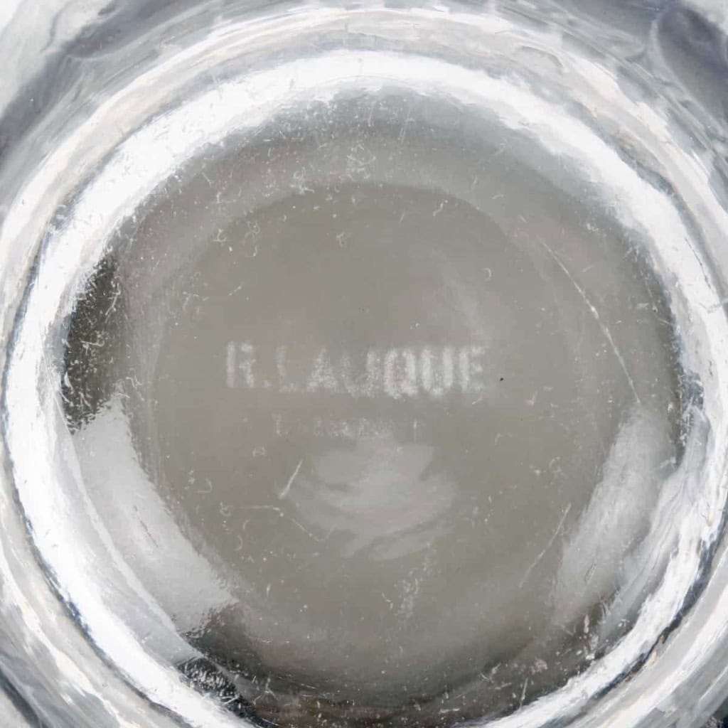 Cendrier « Irène » verre blanc patiné bleu de René LALIQUE | Biron Cendrier "Irène" verre blanc patiné bleu de René LALIQUE