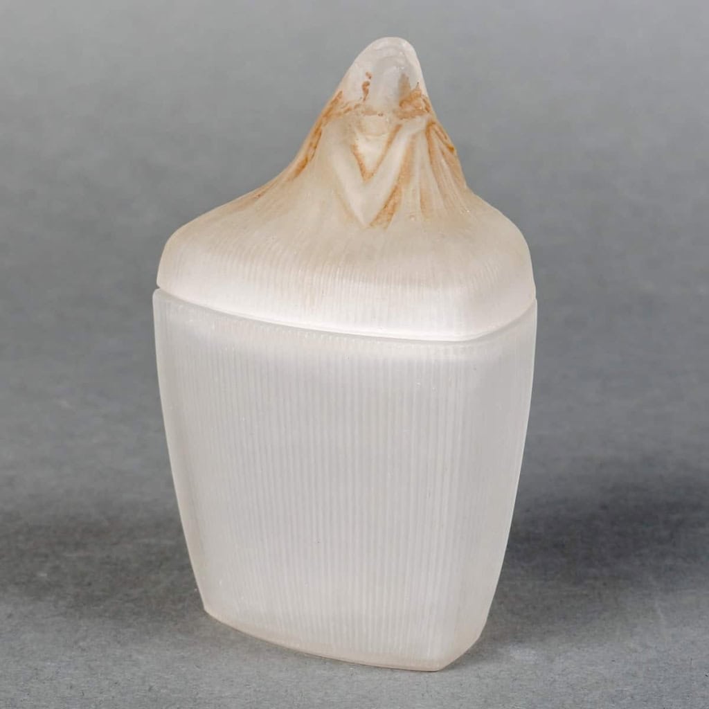Boîte « Tête de Femme » verre blanc patiné sépia de René LALIQUE pour Coty | Biron ||||||||