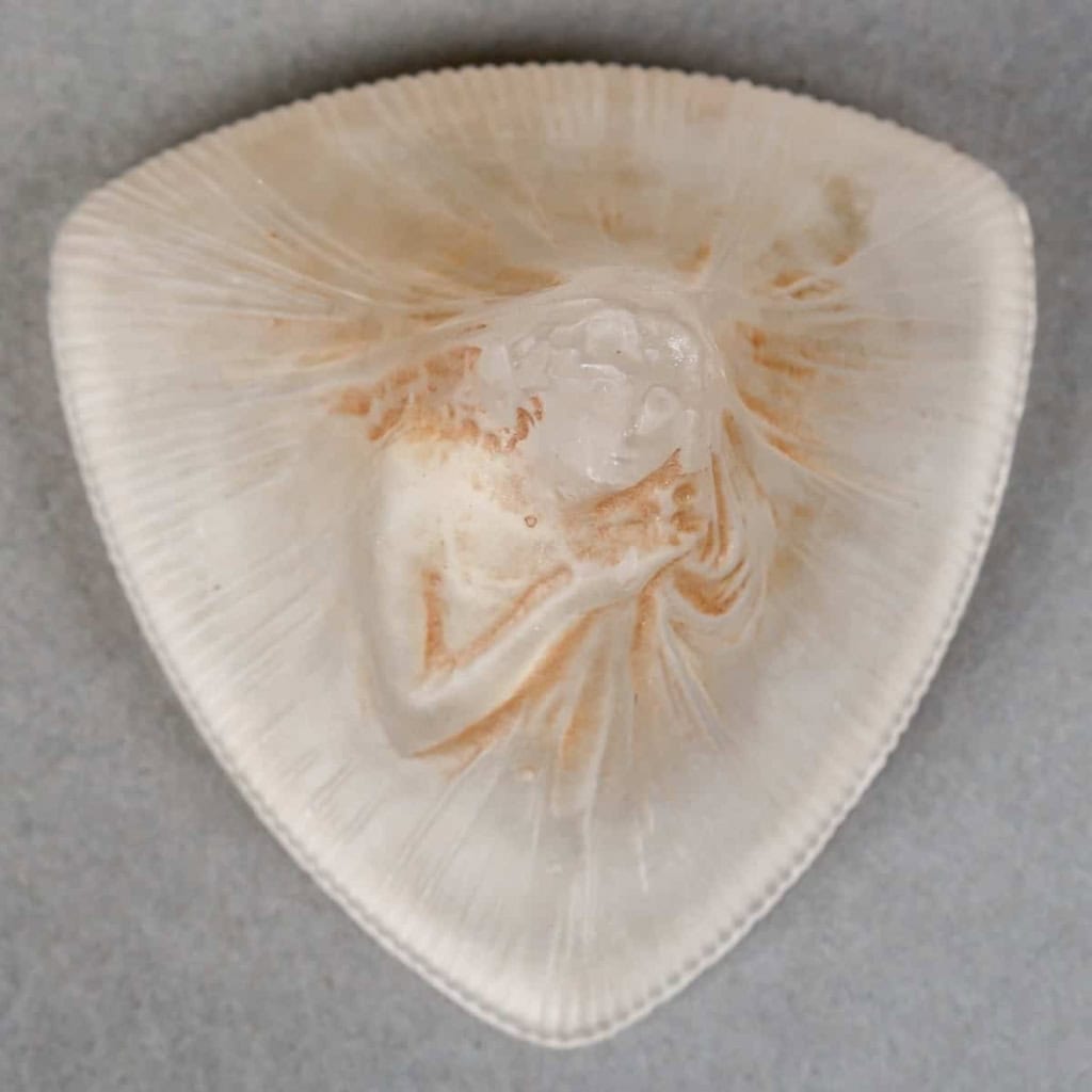 Boîte « Tête de Femme » verre blanc patiné sépia de René LALIQUE pour Coty | Biron Boîte "Tête de Femme" verre blanc patiné sépia de René LALIQUE pour Coty