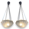 Paire de Suspensions Plafonniers Lustres « Lierre » verre blanc de René LALIQUE | Biron ||||||||