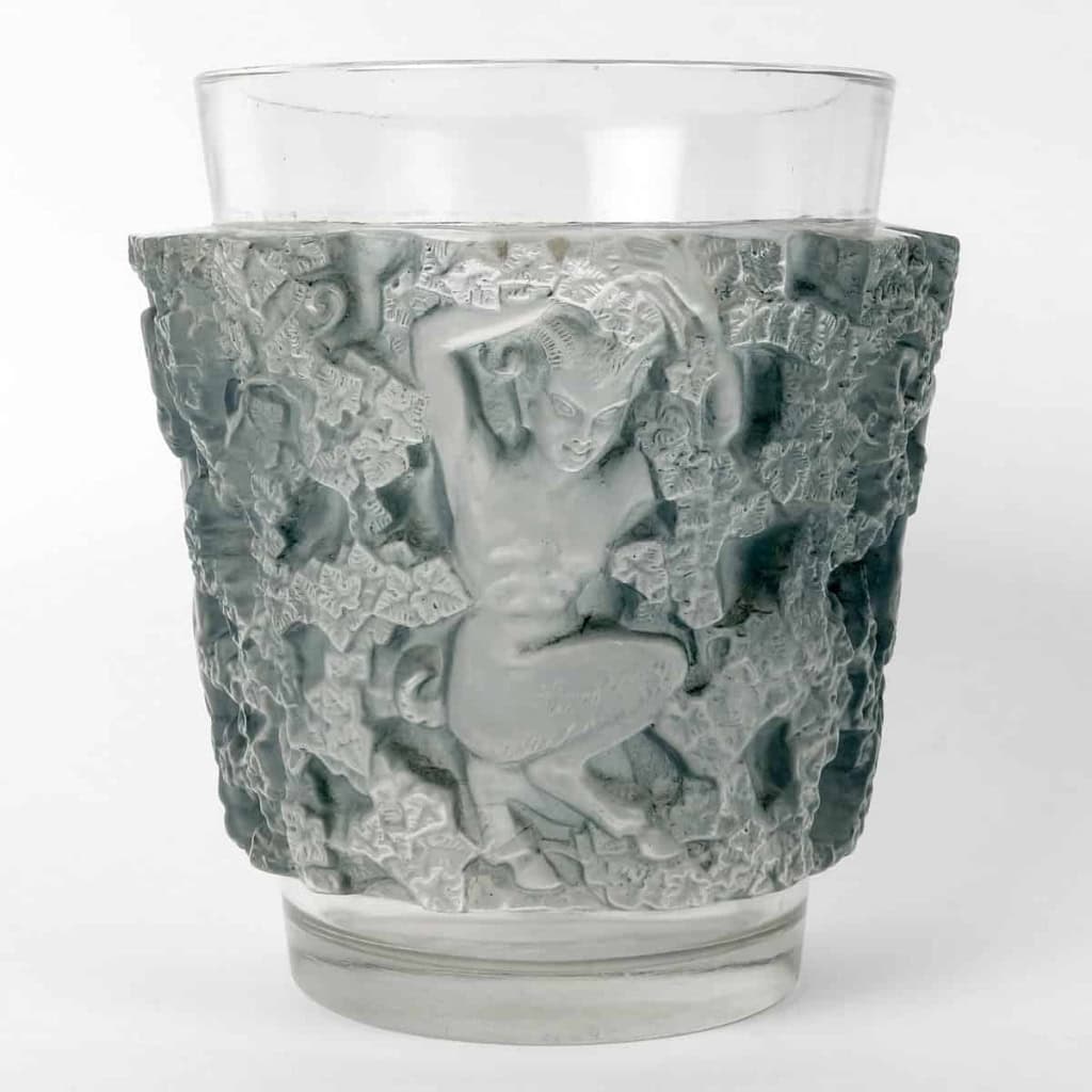 Vase « Bacchus » verre blanc patiné bleu de René LALIQUE | Biron ||||||