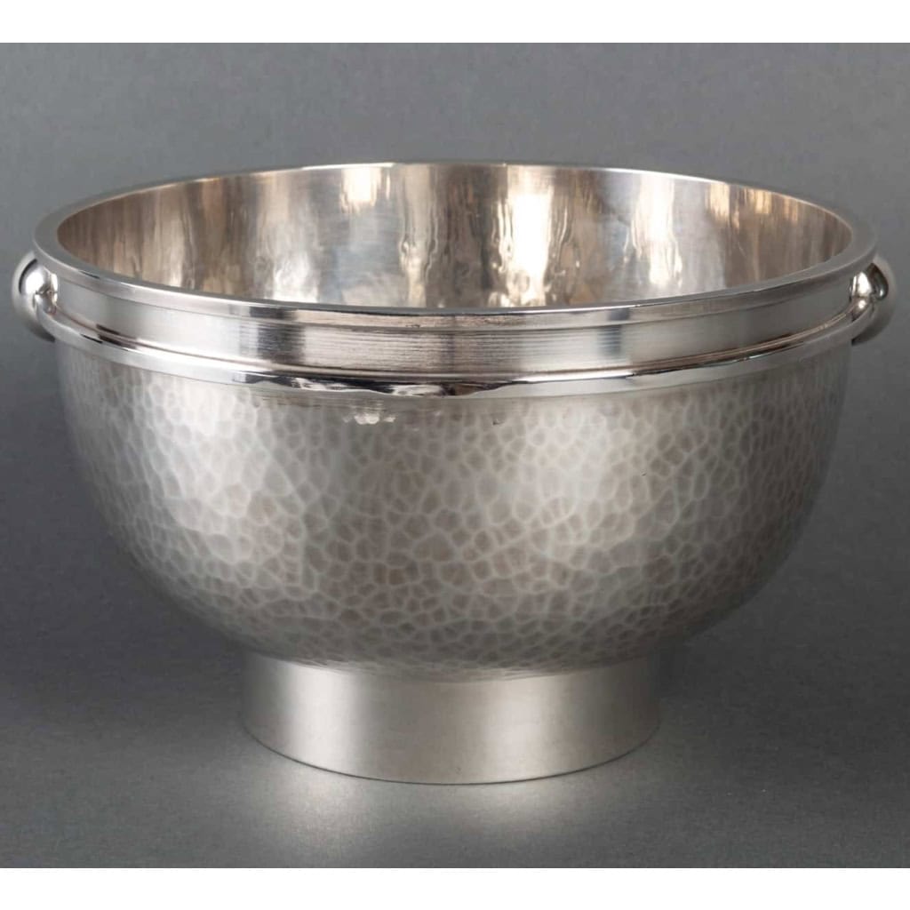 Coupe Moderniste « Sphères » métal argenté martelé de Jean DESPRES | Biron Coupe Moderniste "Sphères" métal argenté martelé de Jean DESPRES