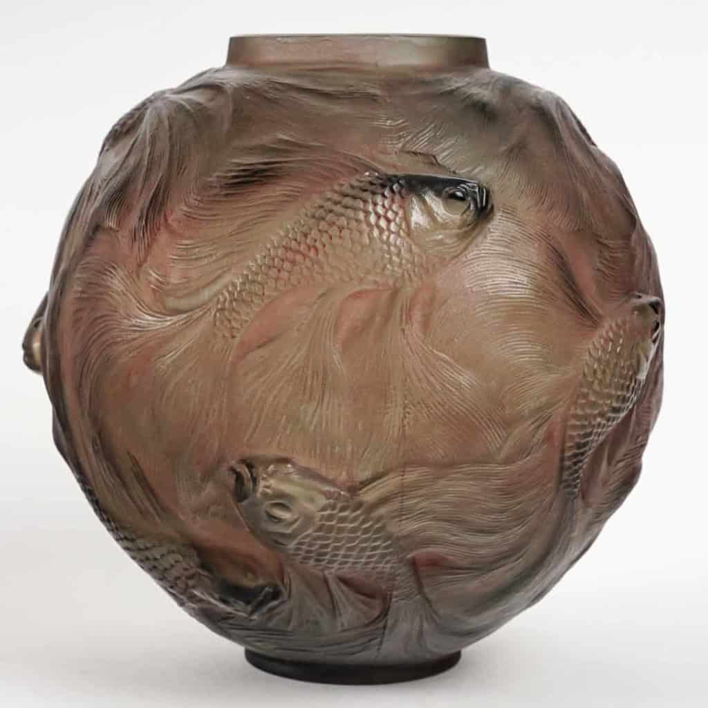 Vase « Formose » verre gris topaze patiné rouge | Biron Vase "Formose" verre gris topaze patiné rouge