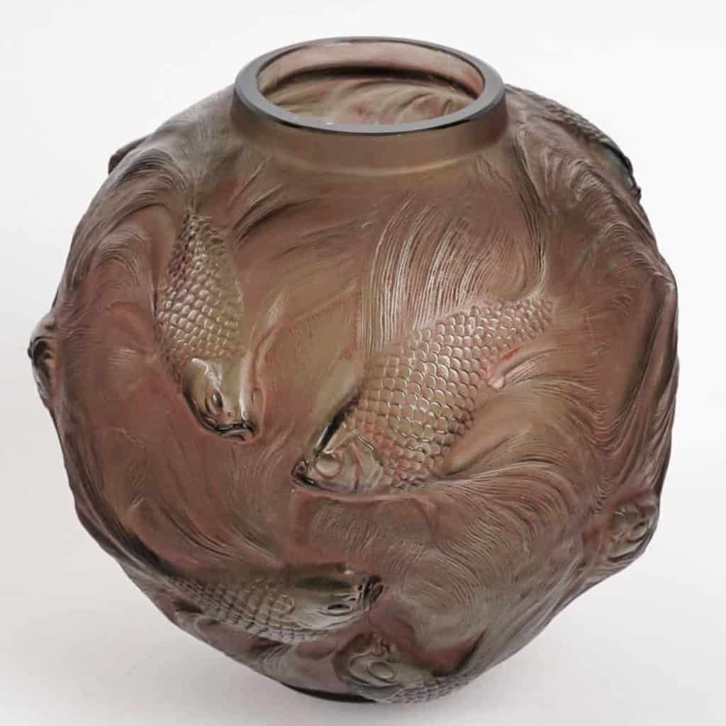 Vase « Formose » verre gris topaze patiné rouge | Biron Vase "Formose" verre gris topaze patiné rouge