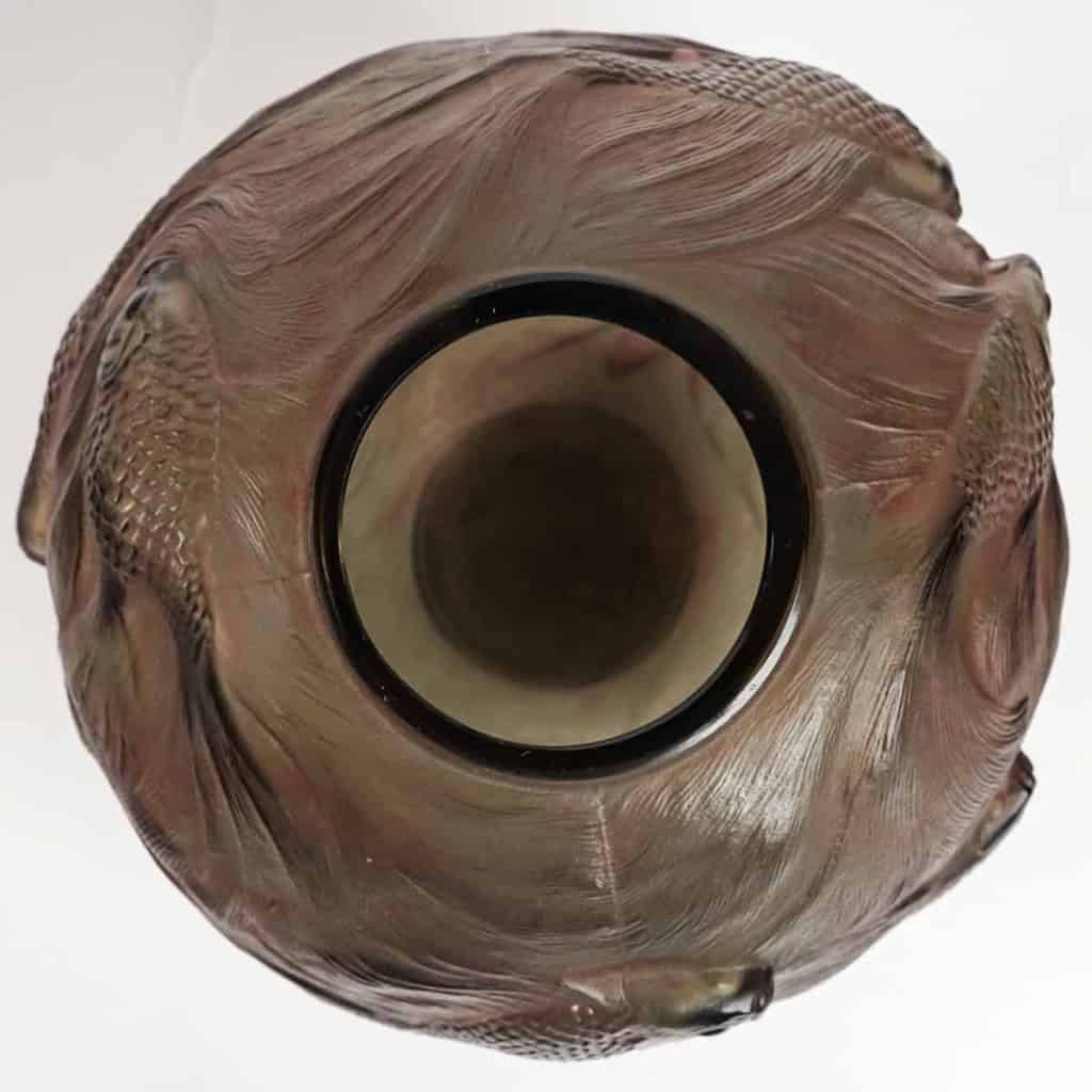 Vase « Formose » verre gris topaze patiné rouge | Biron Vase "Formose" verre gris topaze patiné rouge