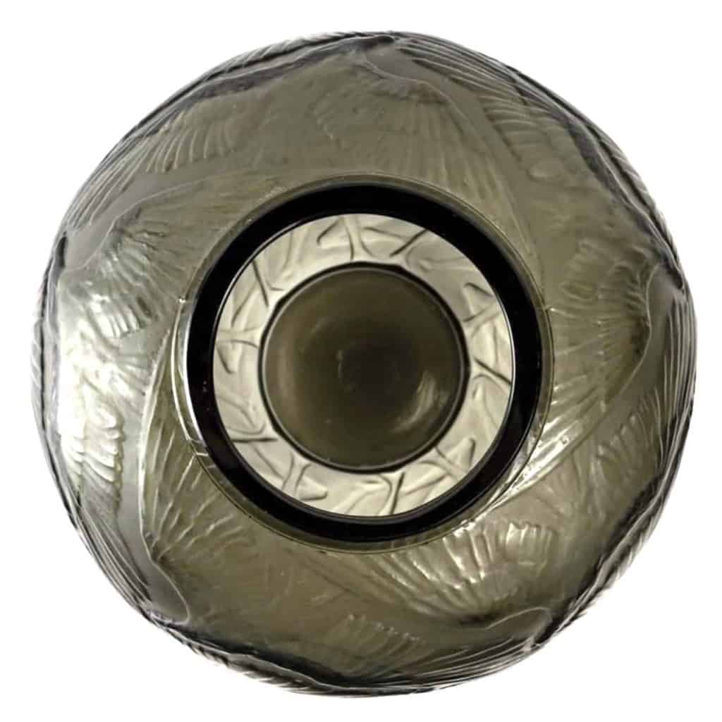 Vase « Archers » verre gris topaze fumé de René LALIQUE | Biron Vase "Archers" verre gris topaze fumé de René LALIQUE
