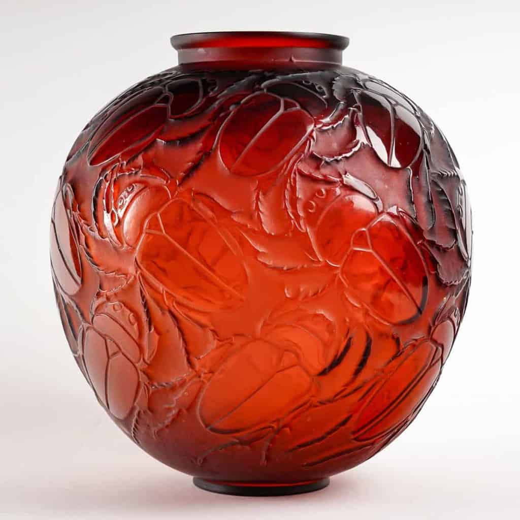 Vase « Gros Scarabées » verre ambre de René LALIQUE | Biron |||||