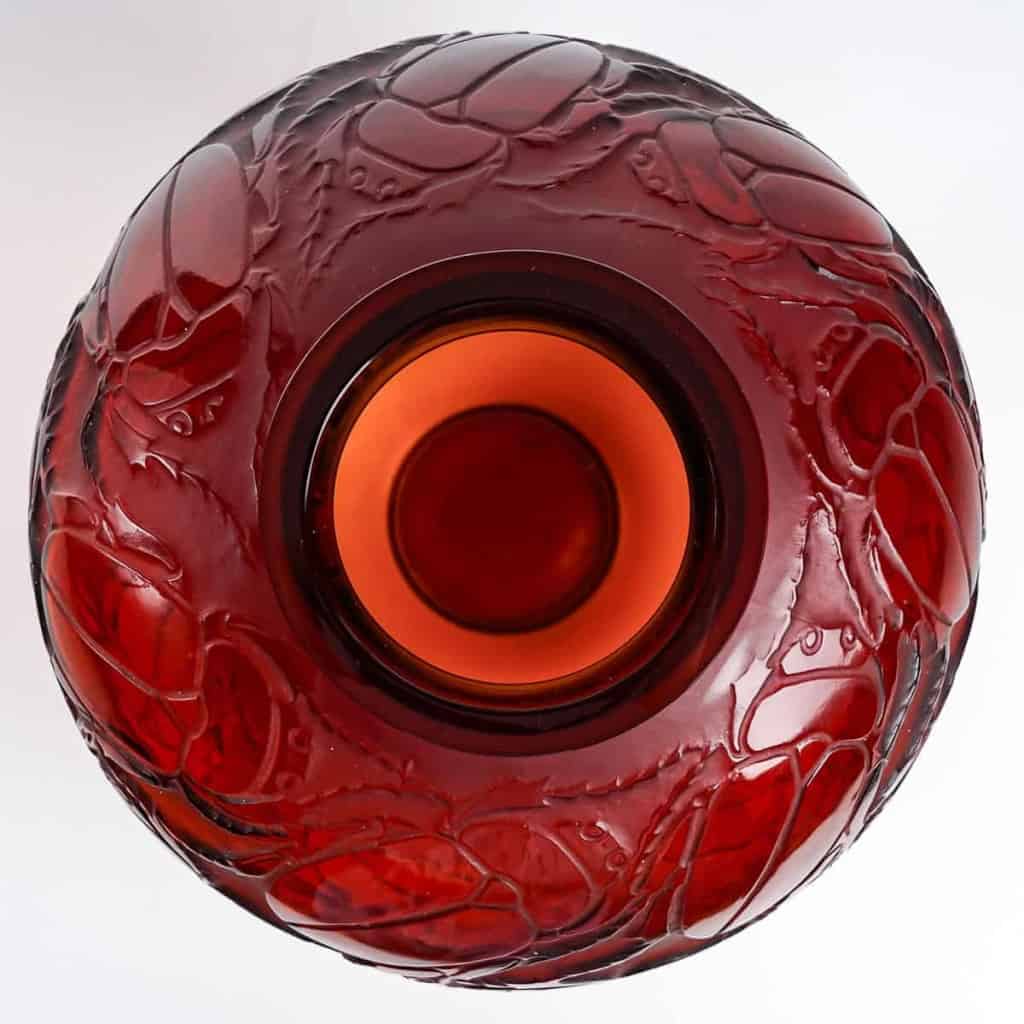 Vase « Gros Scarabées » verre ambre de René LALIQUE | Biron Vase "Gros Scarabées" verre ambre de René LALIQUE