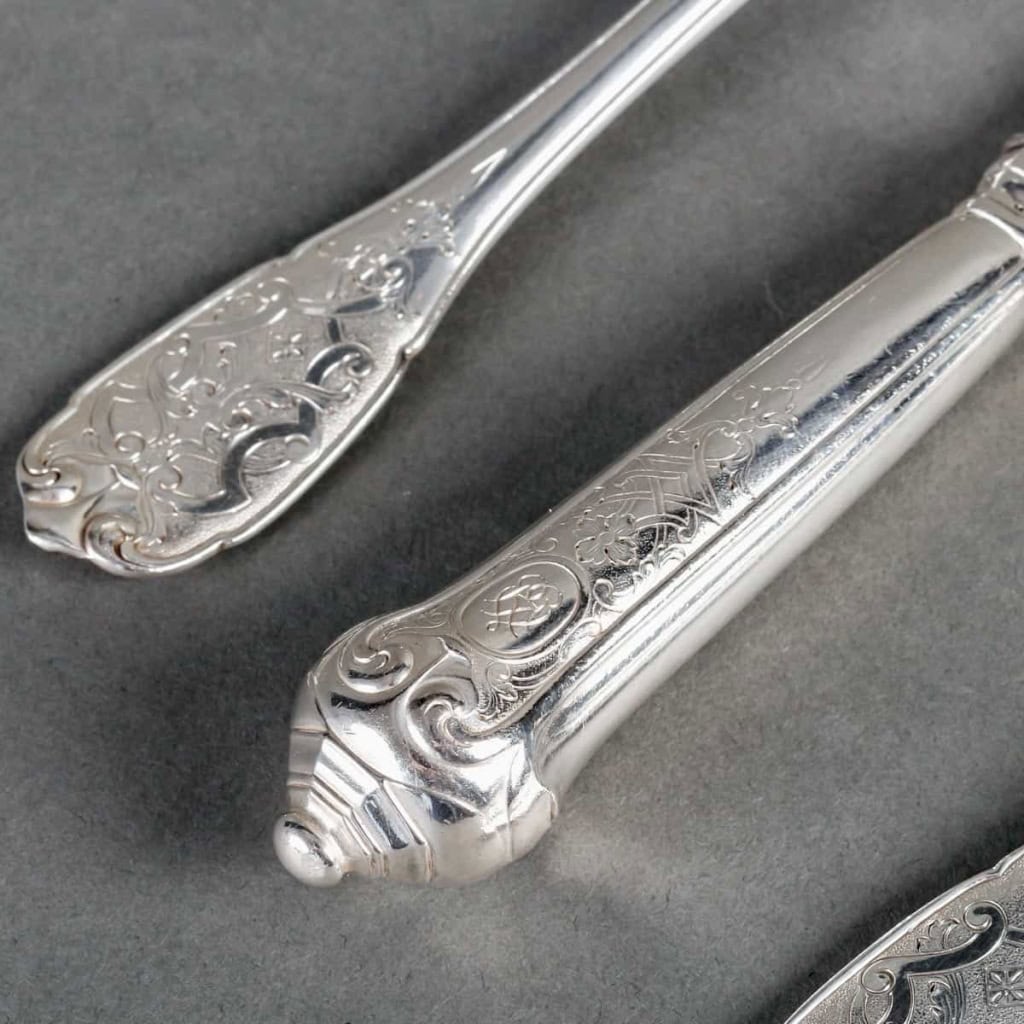 Ménagère « Elysée » argent massif et vermeil de PUIFORCAT | Biron Ménagère "Elysée" argent massif et vermeil de PUIFORCAT