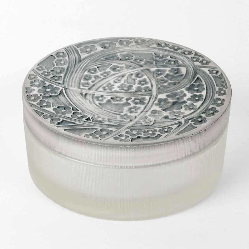 Boîte « Lucie » verre blanc patiné bleu de René LALIQUE | Biron ||||||