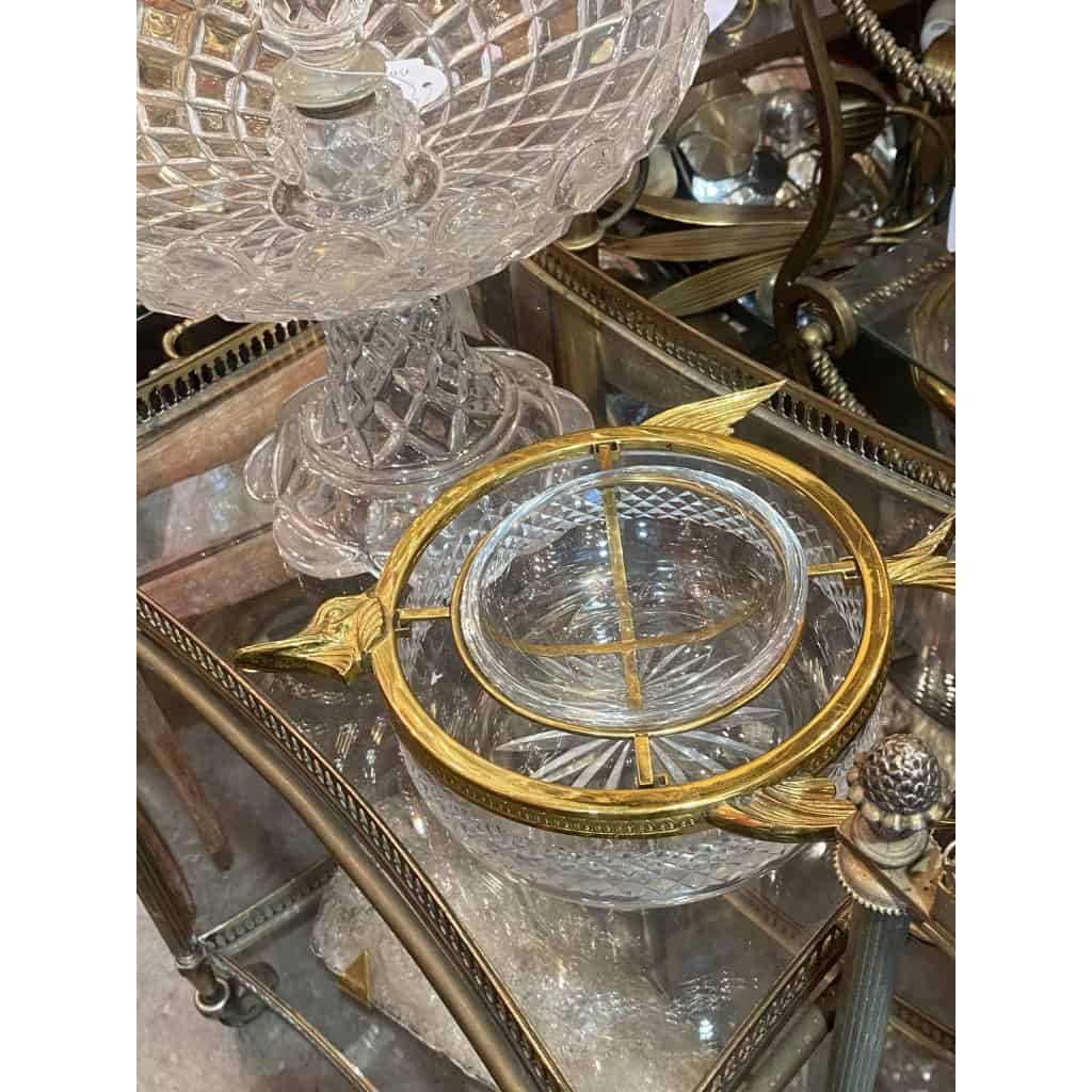 1970′ Nécessaire A Caviar Bronze Doré Et Cristal Avec Motif Esturgeon 2