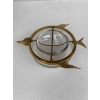 1970′ Nécessaire A Caviar Bronze Doré Et Cristal Avec Motif Esturgeon 14