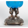 Set de confiturier en opaline bleu émaillé du XIXème siècle avec base en argent.