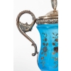 Set de confiturier en opaline bleu émaillé du XIXème siècle avec base en argent.