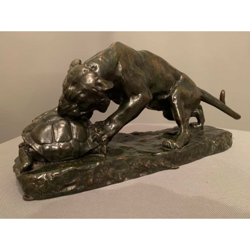 « Le Tigre et la Tortue » Bronze de Georges GARDET (1863-1939) | Biron ||