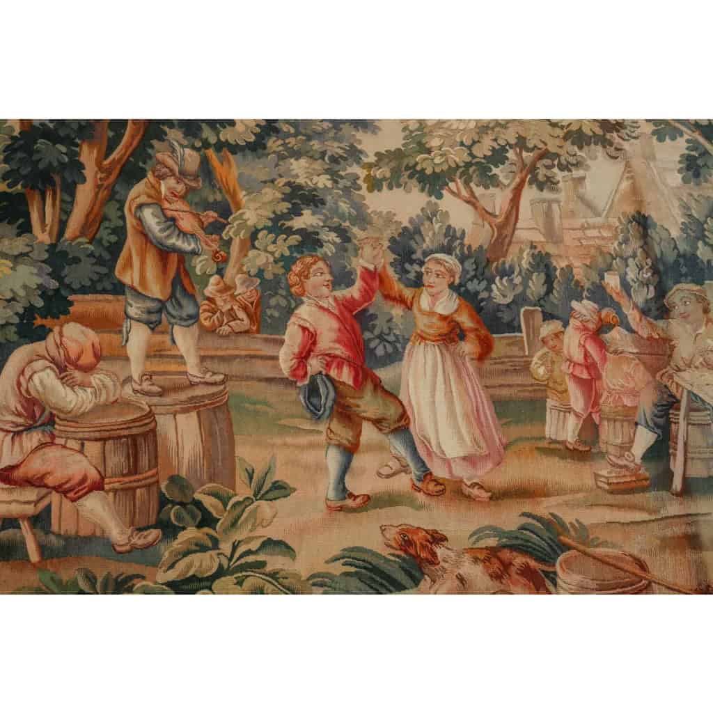 Tapisserie, scène de cabaret dans l’esprit du XVIIIème siècle | Biron Tapisserie, scène de cabaret dans l'esprit du XVIIIème siècle