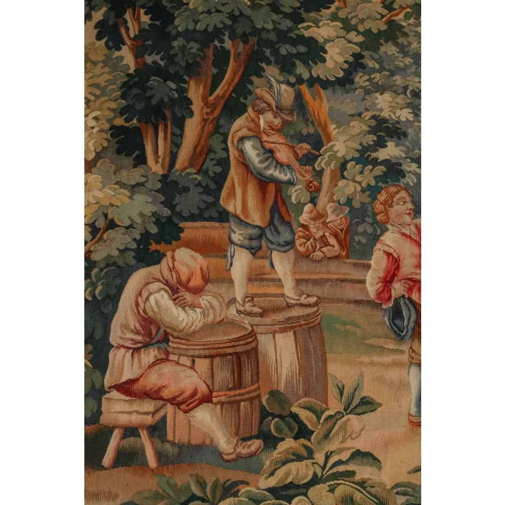 Tapisserie, scène de cabaret dans l’esprit du XVIIIème siècle | Biron Tapisserie, scène de cabaret dans l'esprit du XVIIIème siècle