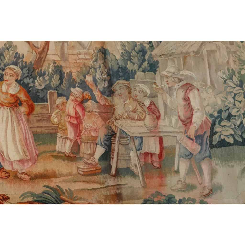 Tapisserie, scène de cabaret dans l’esprit du XVIIIème siècle | Biron Tapisserie, scène de cabaret dans l'esprit du XVIIIème siècle