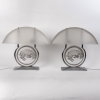 Paire de Lampes « Bélier » verre blanc patiné gris de René LALIQUE | Biron ||||||||