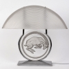 Paire de Lampes « Bélier » verre blanc patiné gris de René LALIQUE | Biron Paire de Lampes "Bélier" verre blanc patiné gris de René LALIQUE