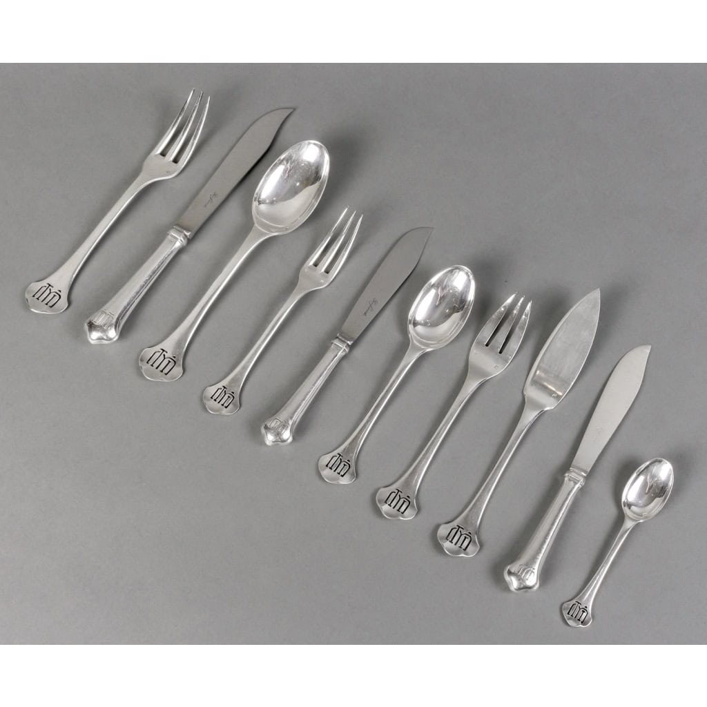 Ménagère 1922 argent massif et ébène de Jean E. PUIFORCAT – 142 Pièces | Biron ||||||||||||||||||||