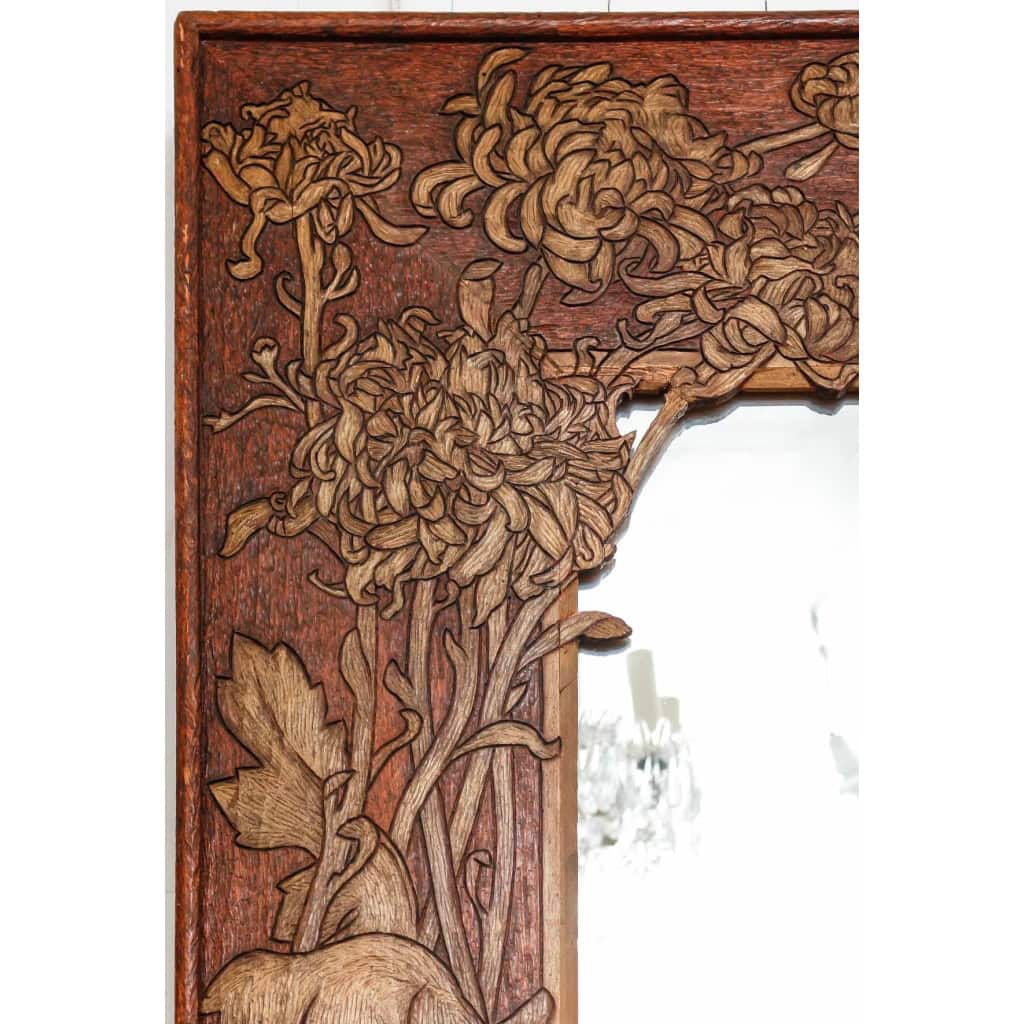 Important cadre miroir d’époque Art Nouveau | Biron Important cadre miroir d'époque Art Nouveau