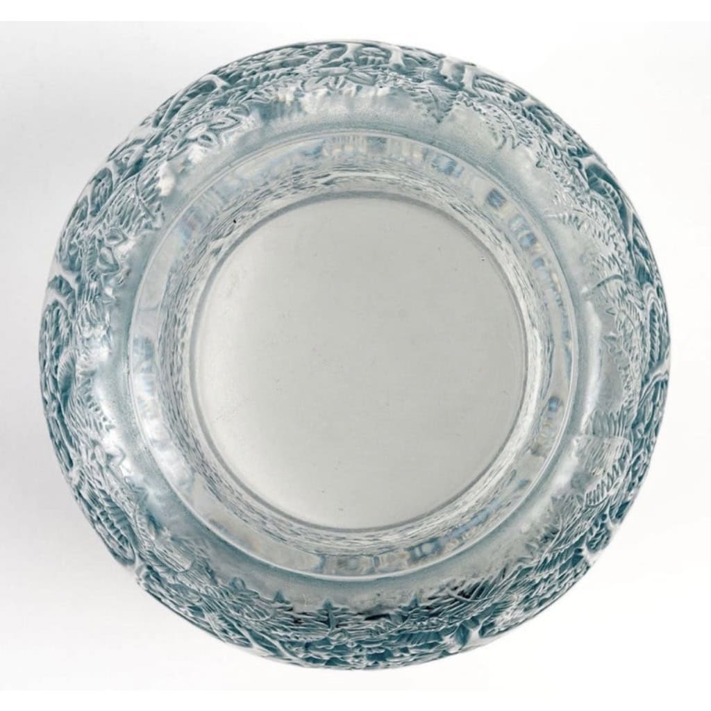 Vase « Biches » verre blanc patiné bleu de René LALIQUE | Biron Vase « Biches » verre blanc patiné bleu de René LALIQUE