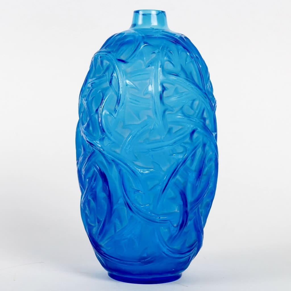 Vase « Ronces » verre bleu électrique patiné blanc de René LALIQUE | Biron |||||||