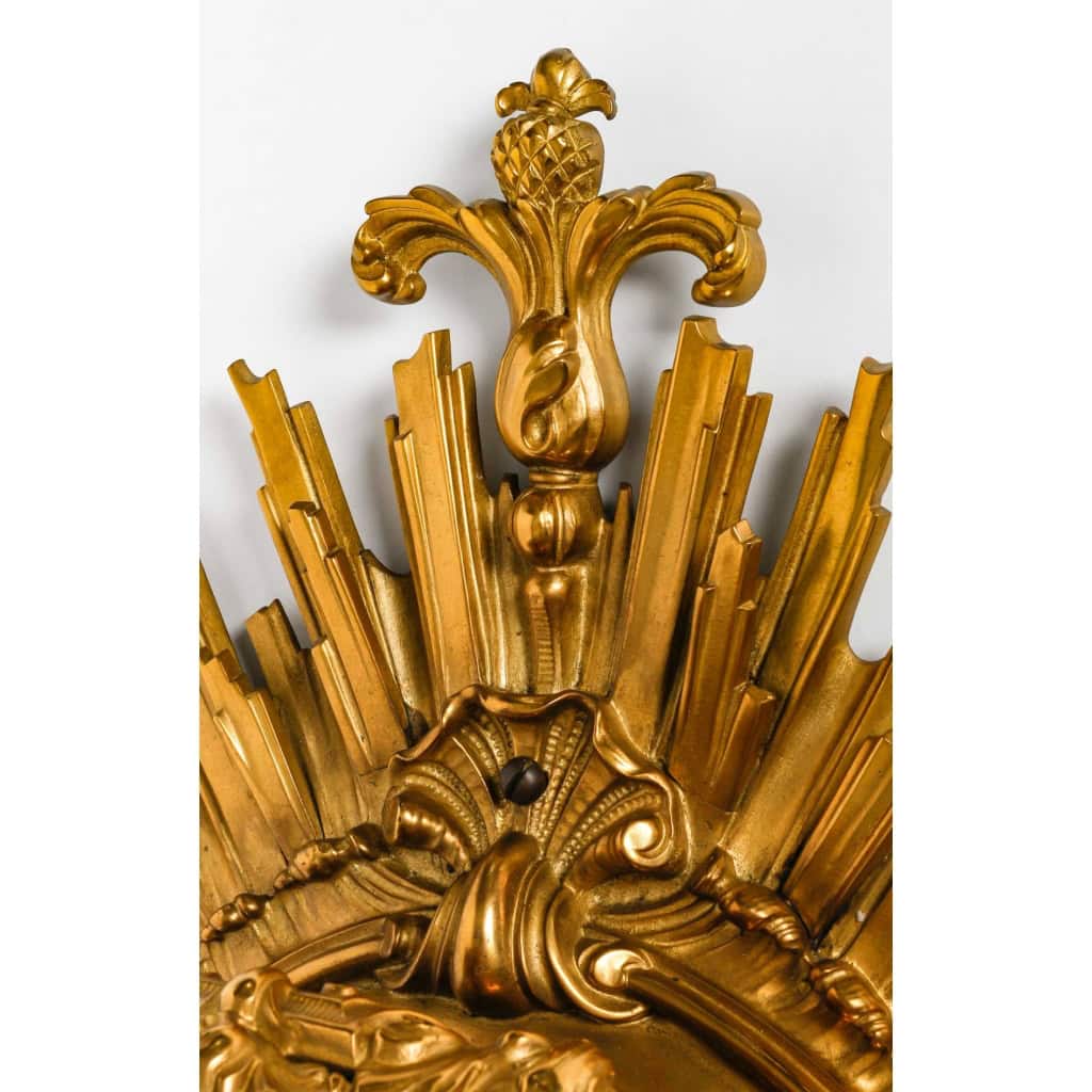 Suspension Napoléon III en bronze doré et cristal, XIXème siècle