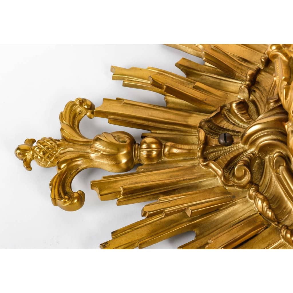 Suspension Napoléon III en bronze doré et cristal, XIXème siècle