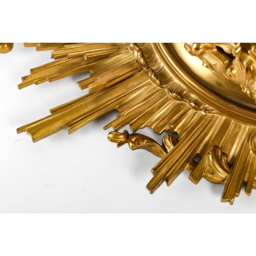 Suspension Napoléon III en bronze doré et cristal, XIXème siècle