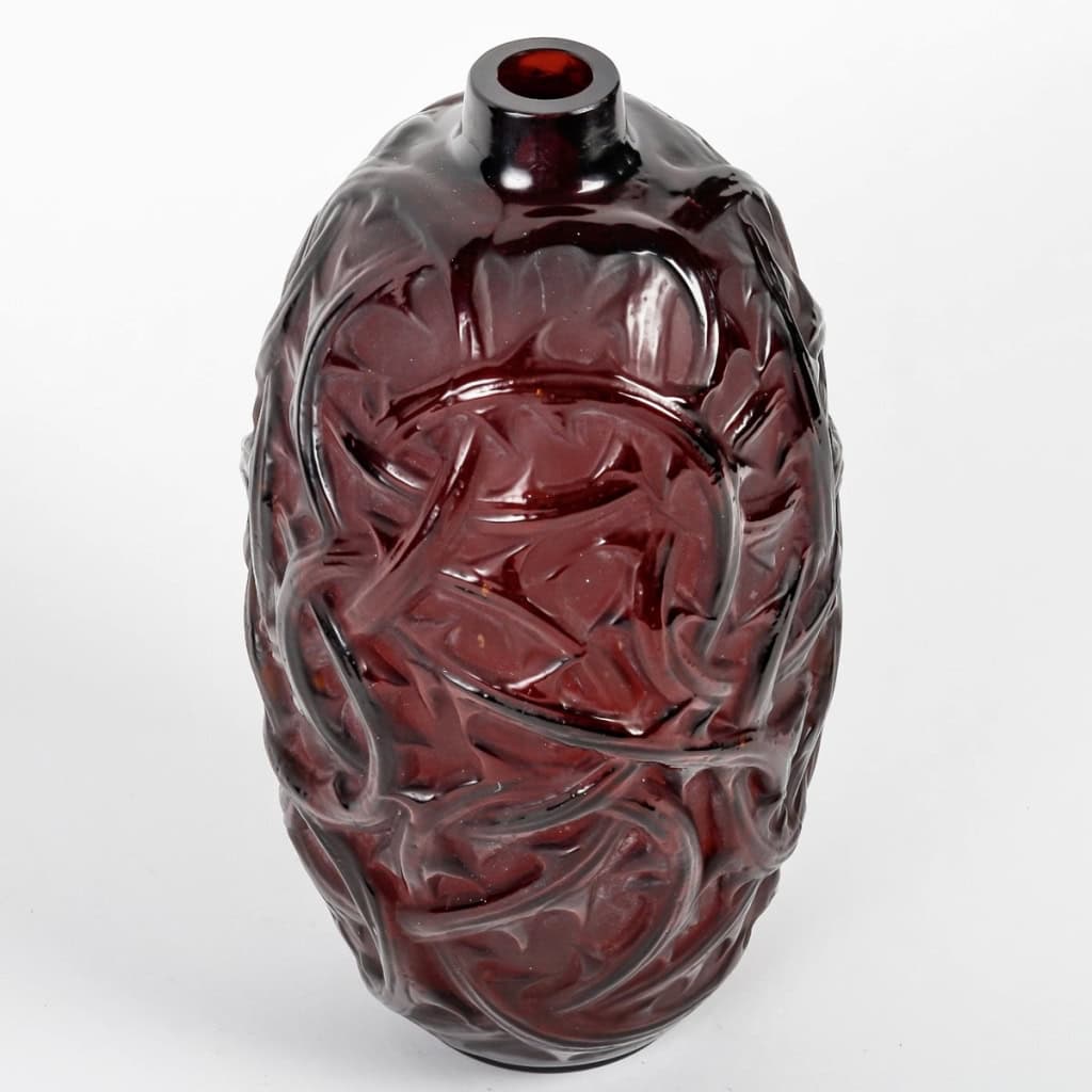 Vase « Ronces » verre rouge foncé de René LALIQUE | Biron Vase "Ronces" verre rouge foncé de René LALIQUE
