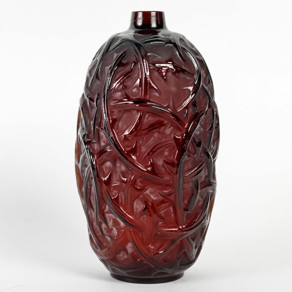Vase « Ronces » verre rouge foncé de René LALIQUE | Biron Vase "Ronces" verre rouge foncé de René LALIQUE