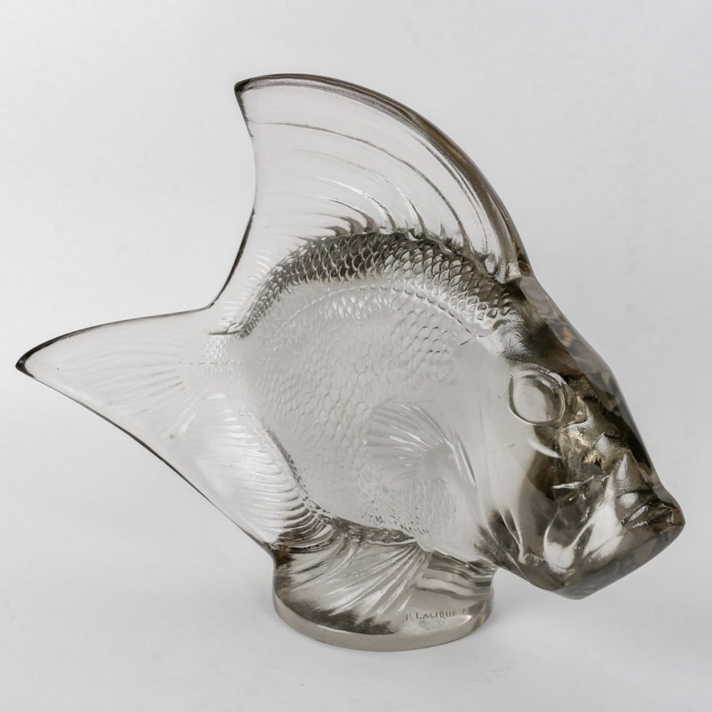 Sculpture Motif Décoratif « Gros Poisson » verre blanc de René LALIQUE | Biron Sculpture Motif Décoratif "Gros Poisson" verre blanc de René LALIQUE