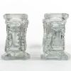Paire de Bougeoirs "Auriac" verre blanc patiné gris de René LALIQUE