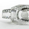 Paire de Bougeoirs "Auriac" verre blanc patiné gris de René LALIQUE