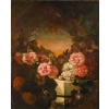 Huile sur toile, fleurs sur entablement, XIXème siècle | Biron Huile sur toile, fleurs sur entablement, XIXème siècle