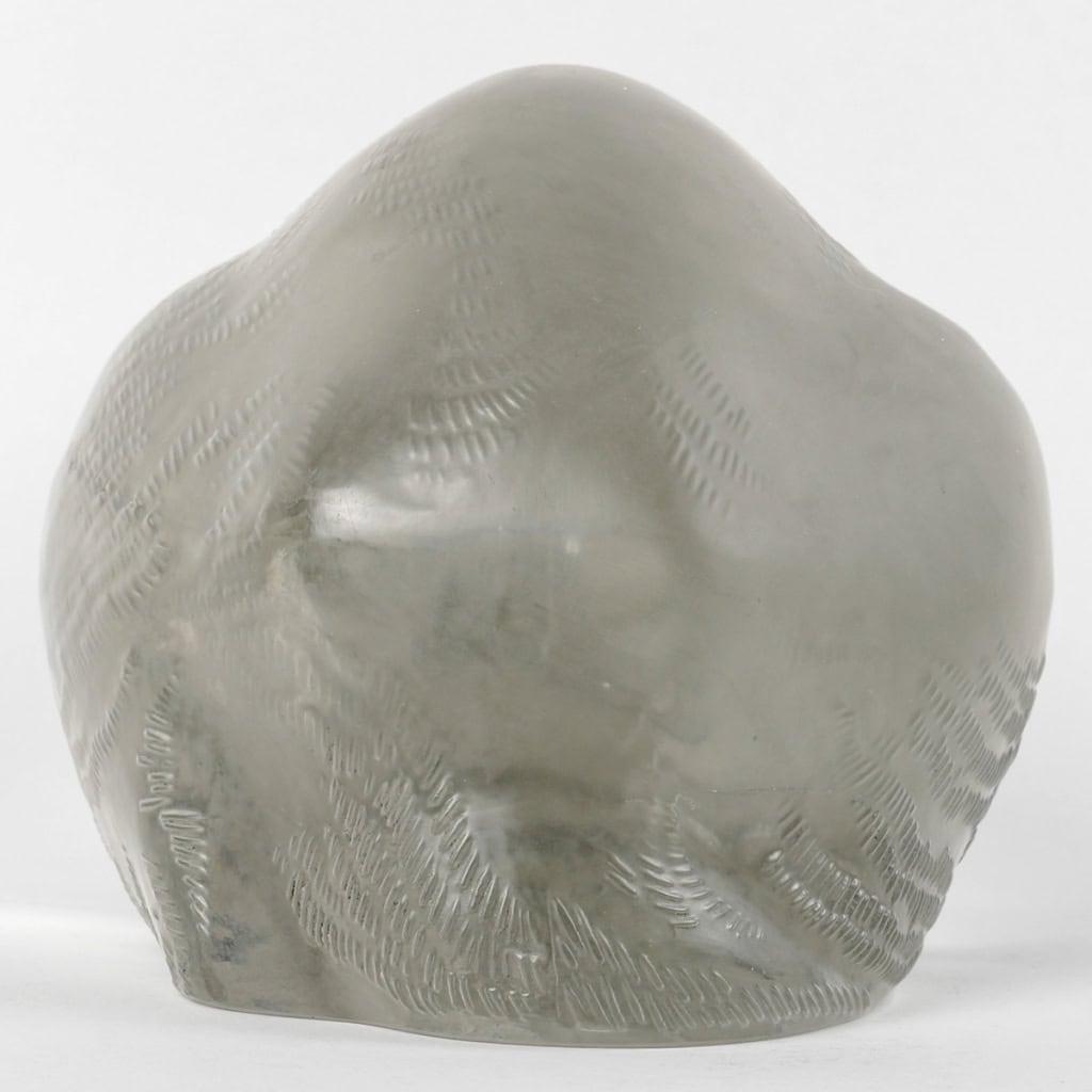 Statuette « Chat Couché » verre blanc de René LALIQUE | Biron Statuette "Chat Couché" verre blanc de René LALIQUE
