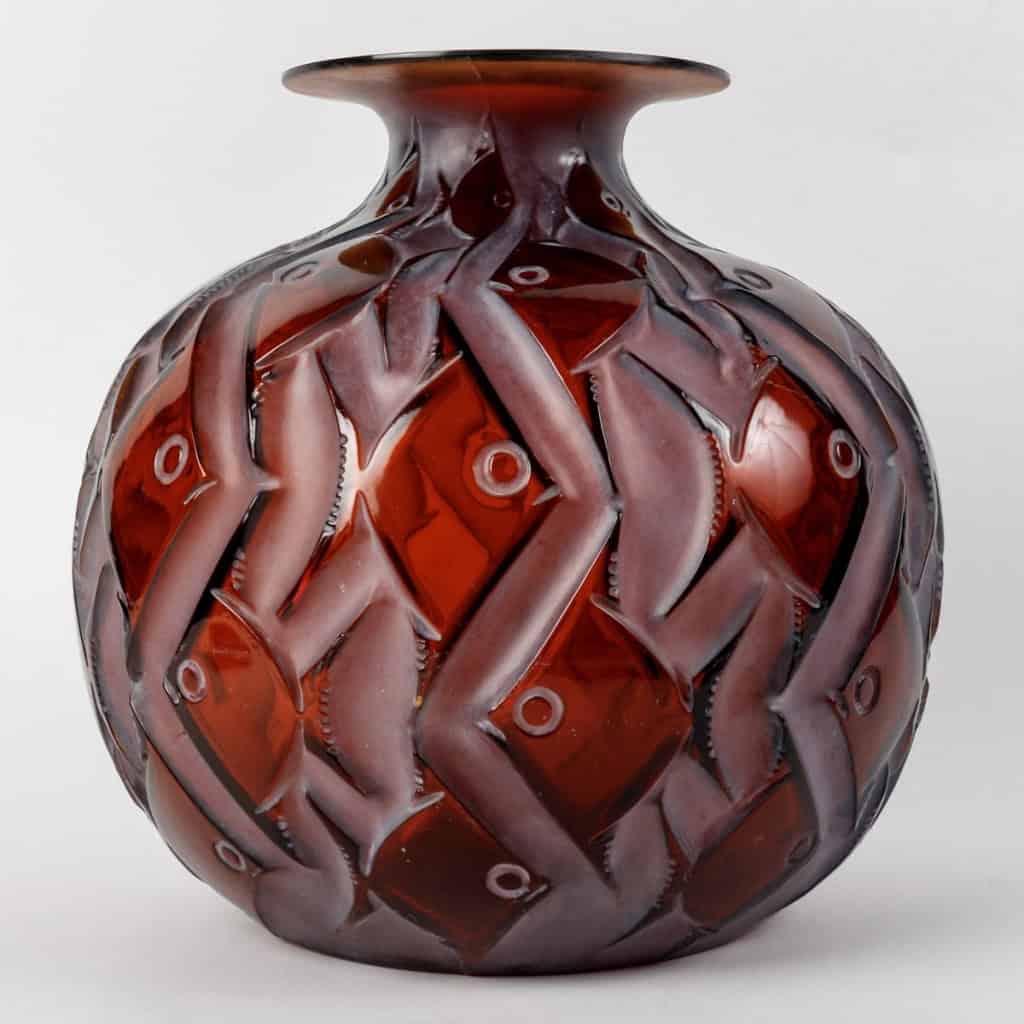 Vase « Penthièvre » verre ambre patiné blanc de René LALIQUE | Biron |||||||