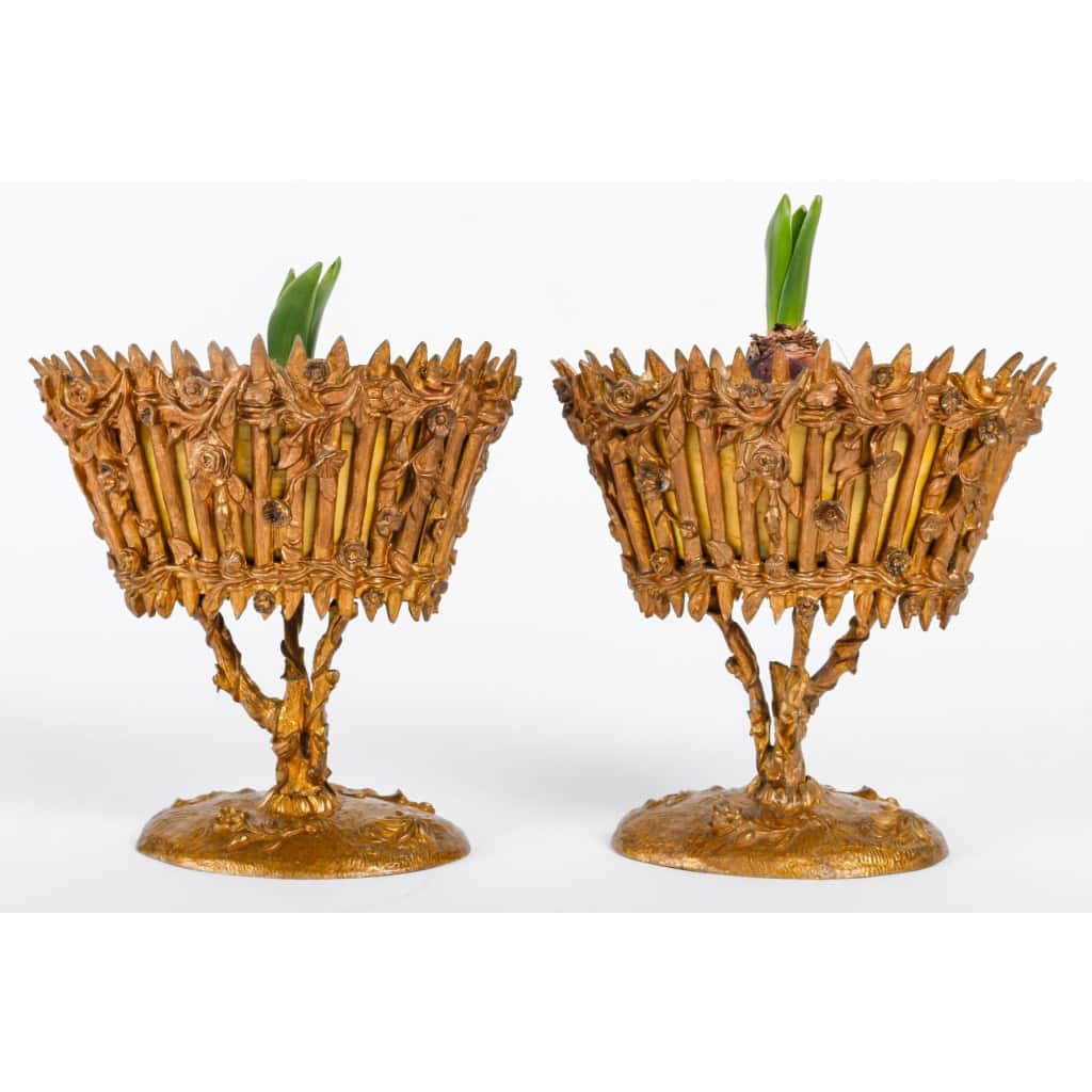 Paire de jardinières en bronze doré, XIXème siècle | Biron Paire de jardinières en bronze doré, XIXème siècle
