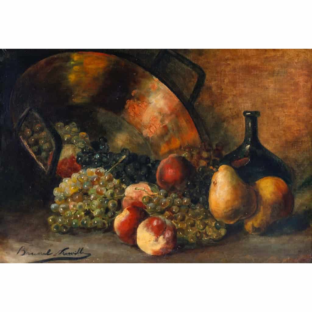 nature morte aux fruits huile sur toile signée Brunel Neuville | Biron |||||