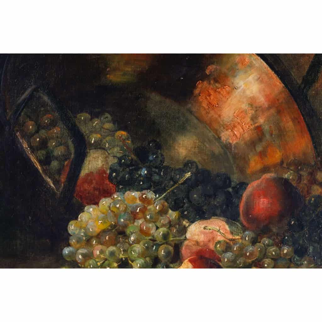 nature morte aux fruits huile sur toile signée Brunel Neuville | Biron nature morte aux fruits huile sur toile signée Brunel Neuville